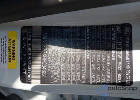 2017 Land Rover Range Rover Evoque Se/Se Premium from USA, damaged, VIN SALVP2BGXHH234322